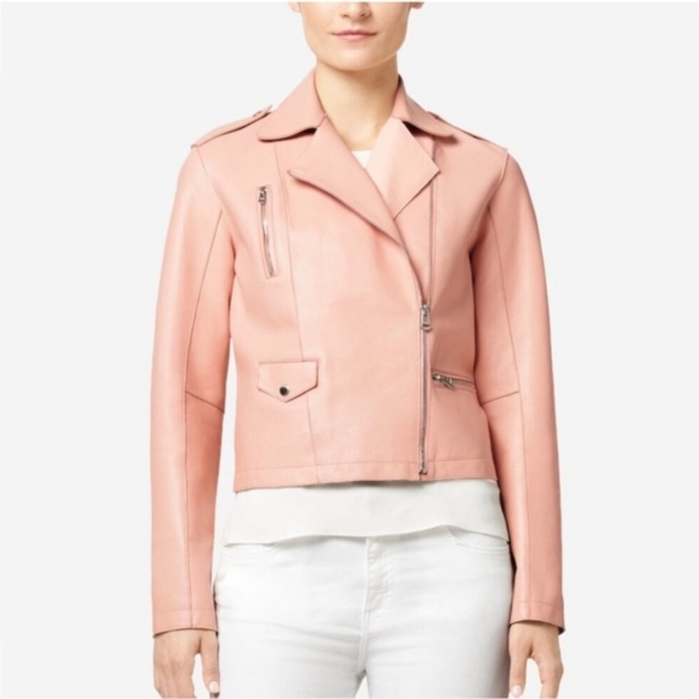 Cole Haan Size L light pink/tan leather jacket